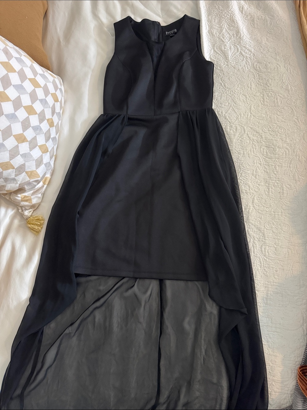 Enfocus Studio Black Sleeveless High-Low Chiffon Overlay Dress